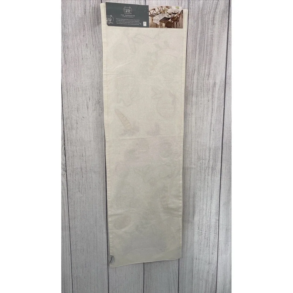 Rachel Ashwell Farmhouse Table Runner 14x72 Easter Bunny Spring Embroidered